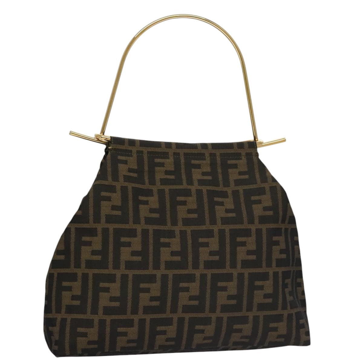 FENDI Zucca Canvas Hand Bag Brown Black 101927A