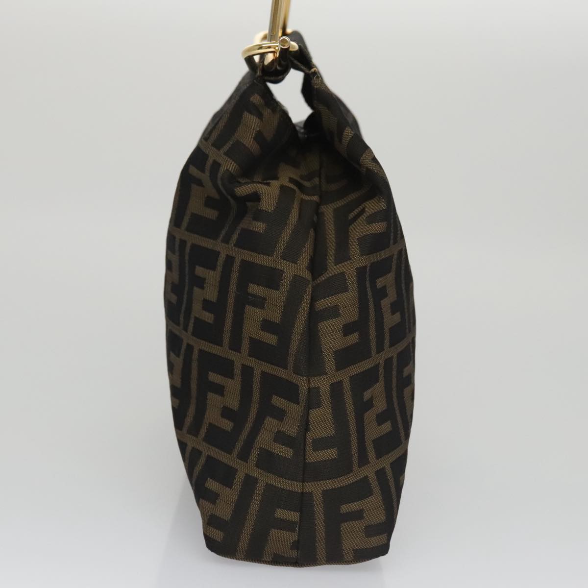 FENDI Zucca Canvas Hand Bag Brown Black 101927A