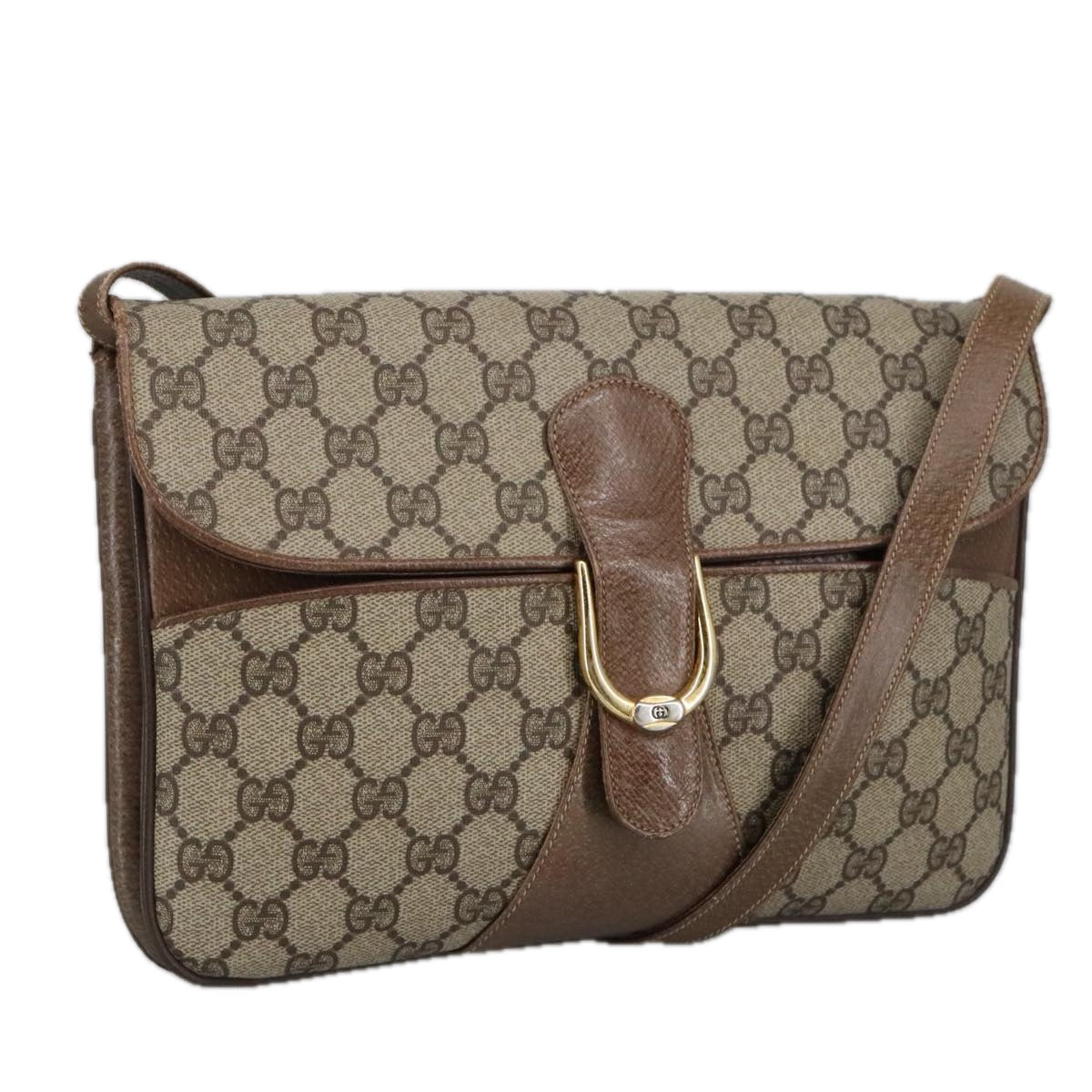 GUCCI GG Supreme Shoulder Bag PVC Beige Gold 102052