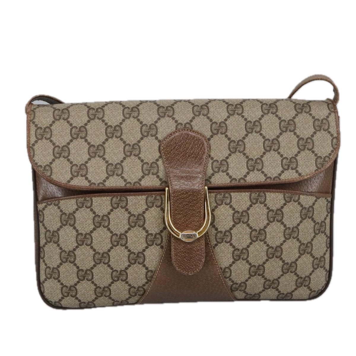 GUCCI GG Supreme Shoulder Bag PVC Beige Gold 102052