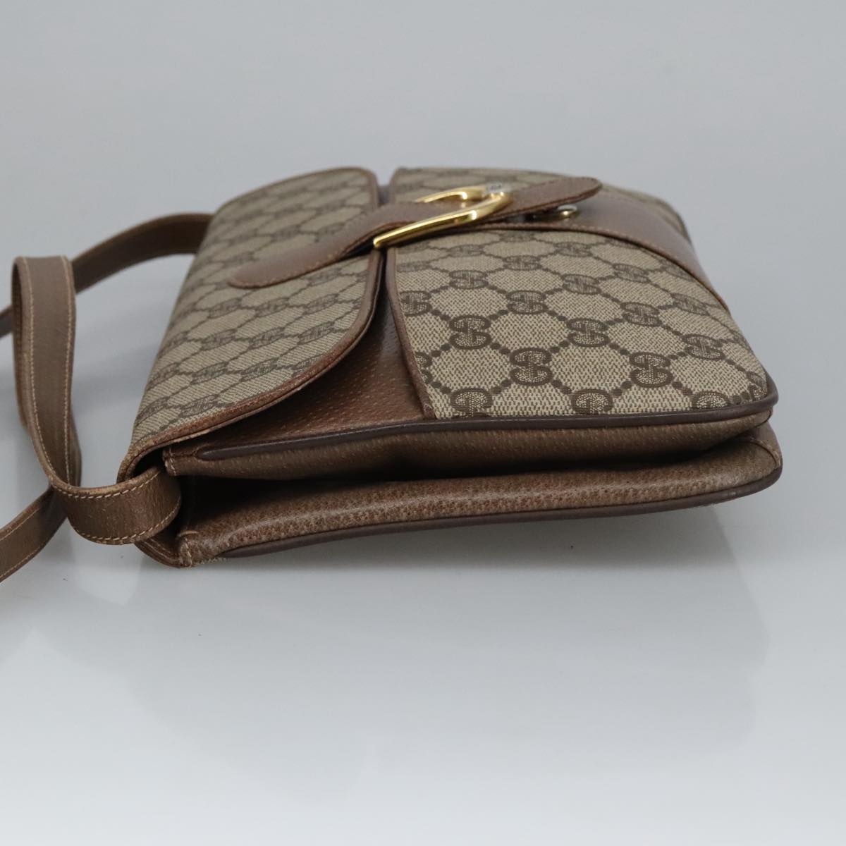GUCCI GG Supreme Shoulder Bag PVC Beige Gold 102052