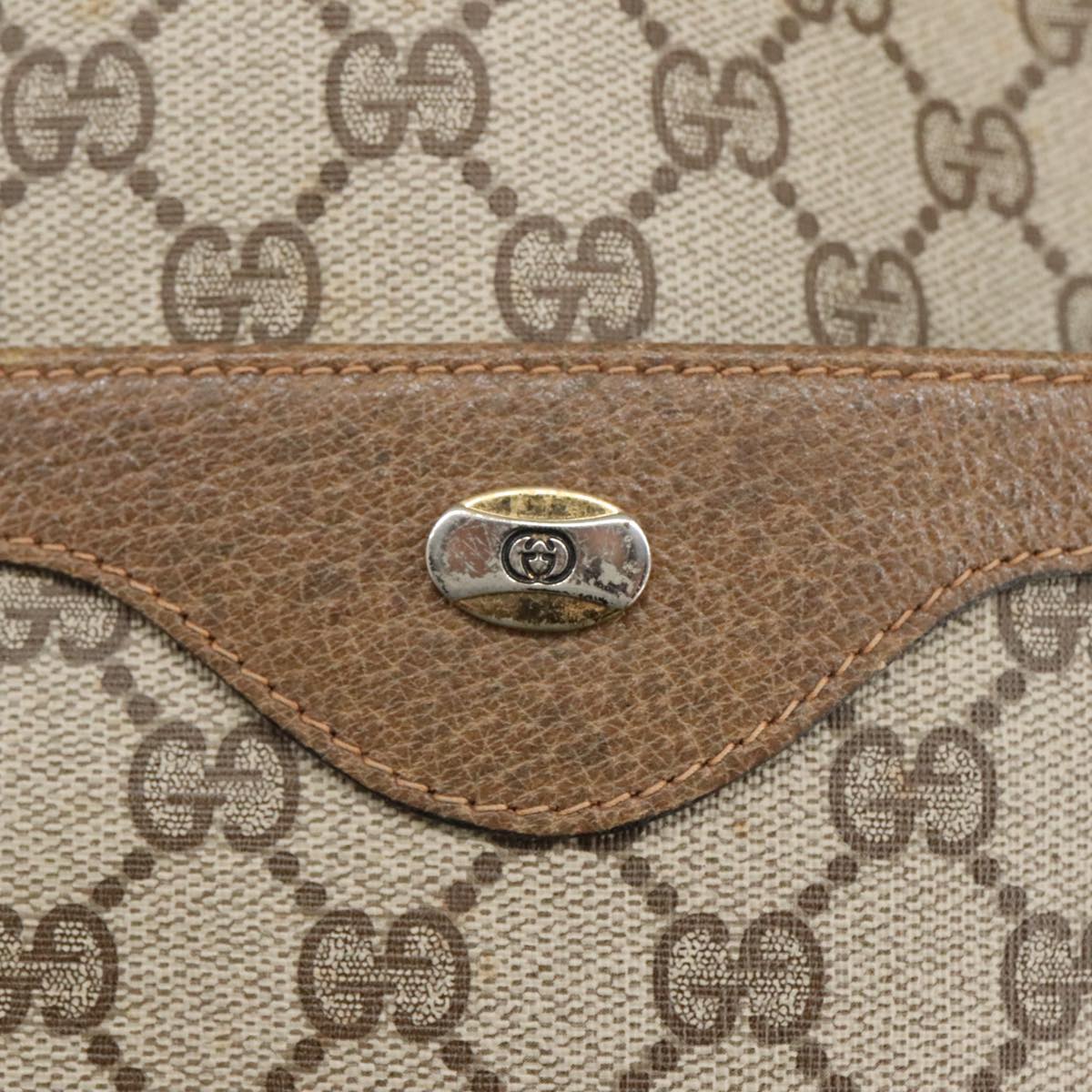 GUCCI GG Supreme Web Sherry Line Tote Bag PVC Beige Red Green 102053