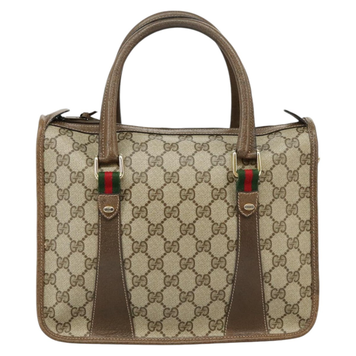 GUCCI GG Supreme Web Sherry Line Hand Bag PVC 2way Beige 58 02 039 102054