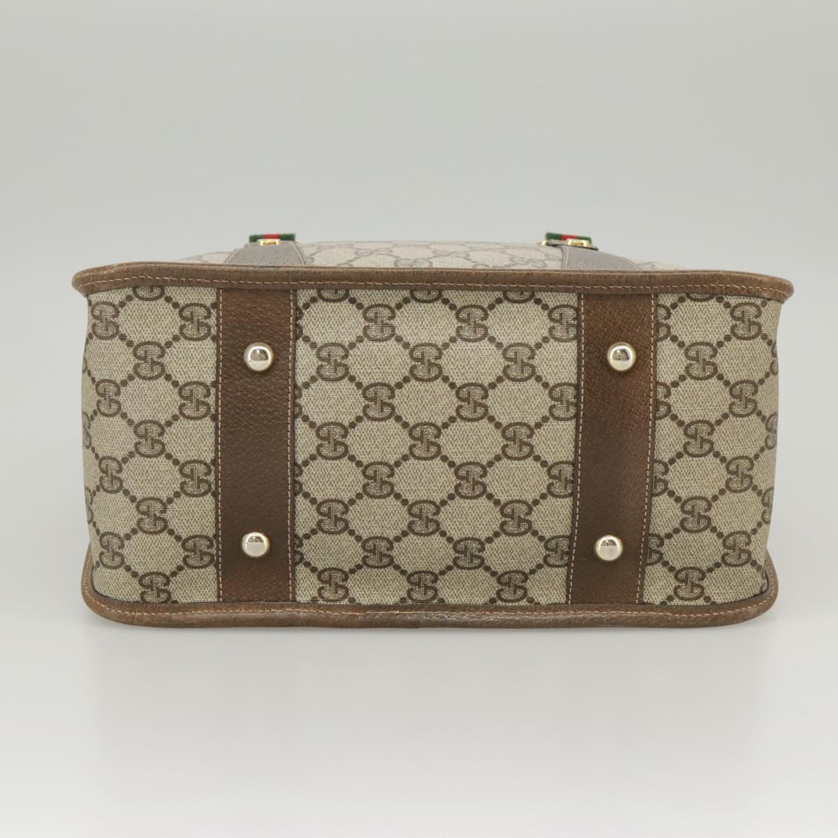 GUCCI GG Supreme Web Sherry Line Hand Bag PVC 2way Beige 58 02 039 102054