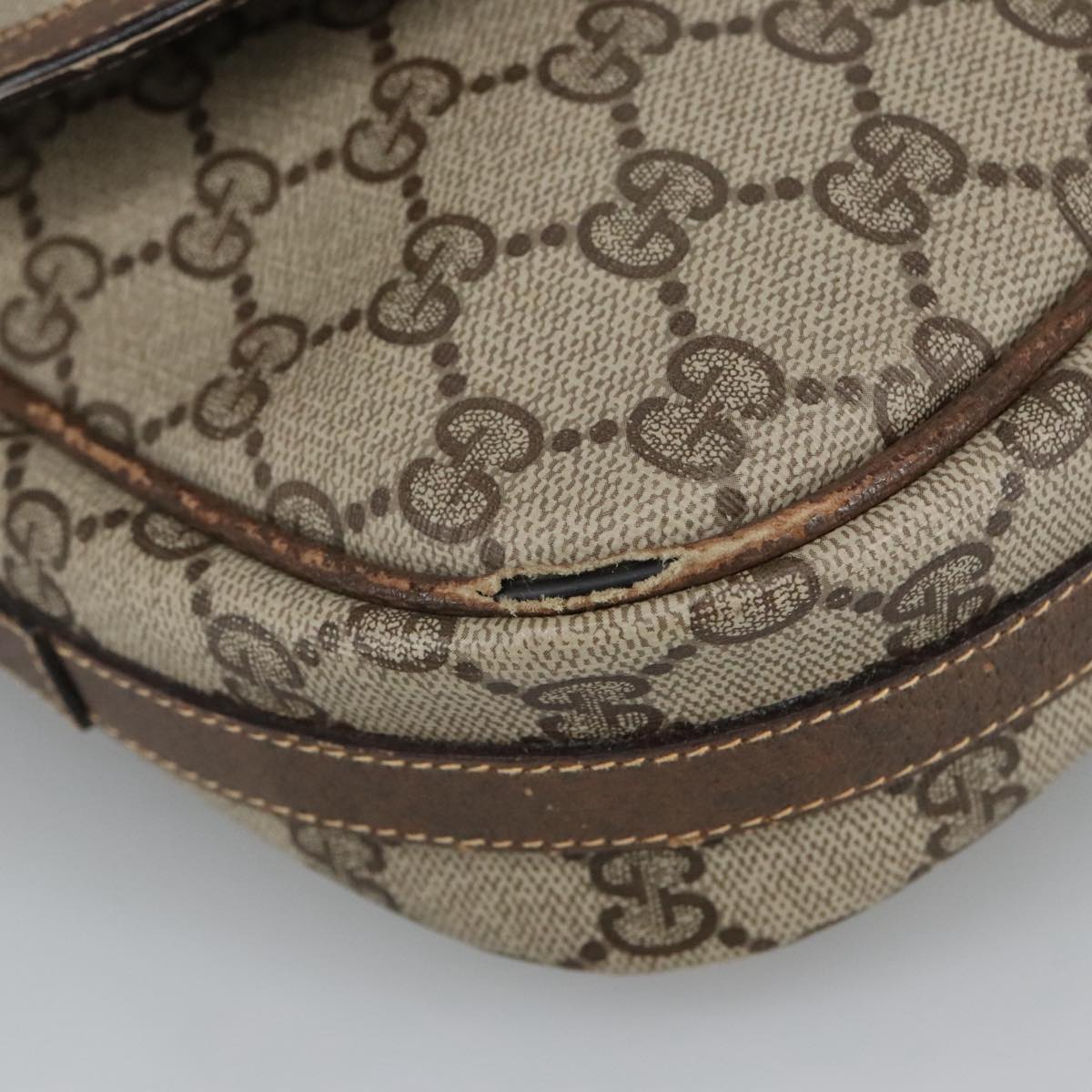 GUCCI GG Supreme Shoulder Bag PVC Beige Gold 001 115 4425 102057
