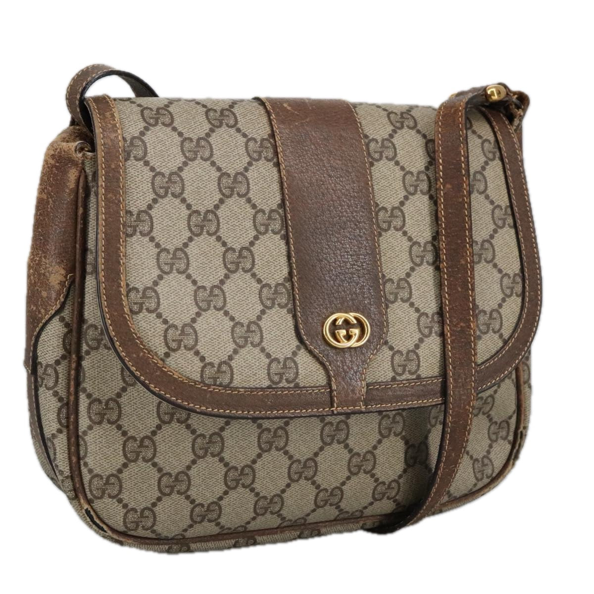 GUCCI GG Supreme Shoulder Bag PVC Beige Gold 001 115 4425 102057