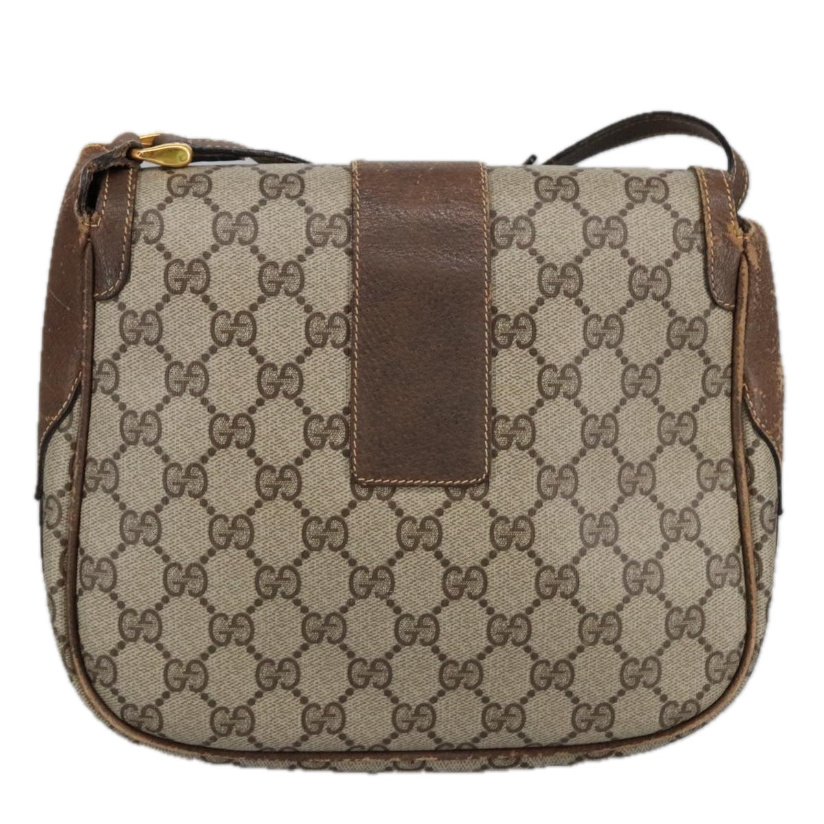 GUCCI GG Supreme Shoulder Bag PVC Beige Gold 001 115 4425 102057