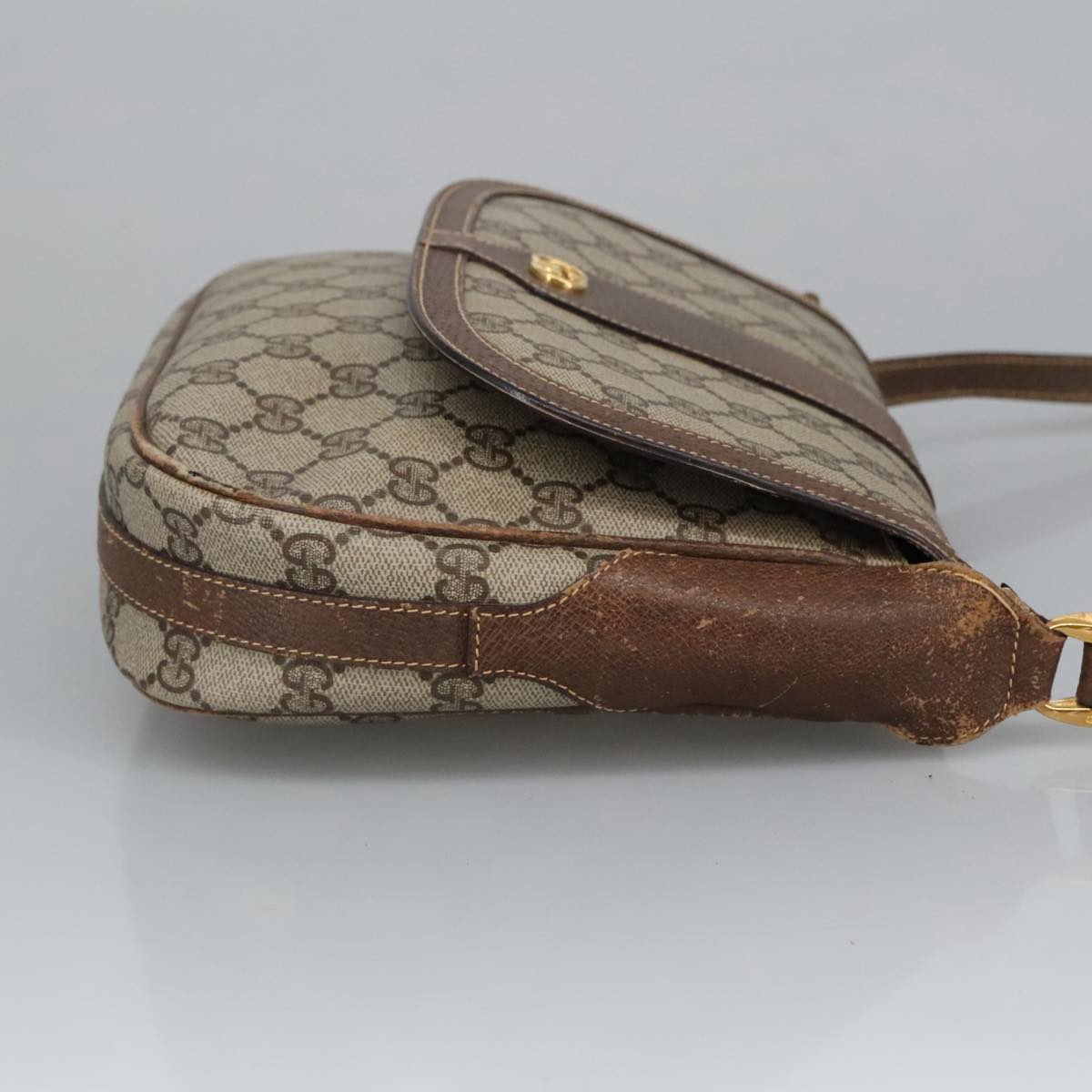 GUCCI GG Supreme Shoulder Bag PVC Beige Gold 001 115 4425 102057