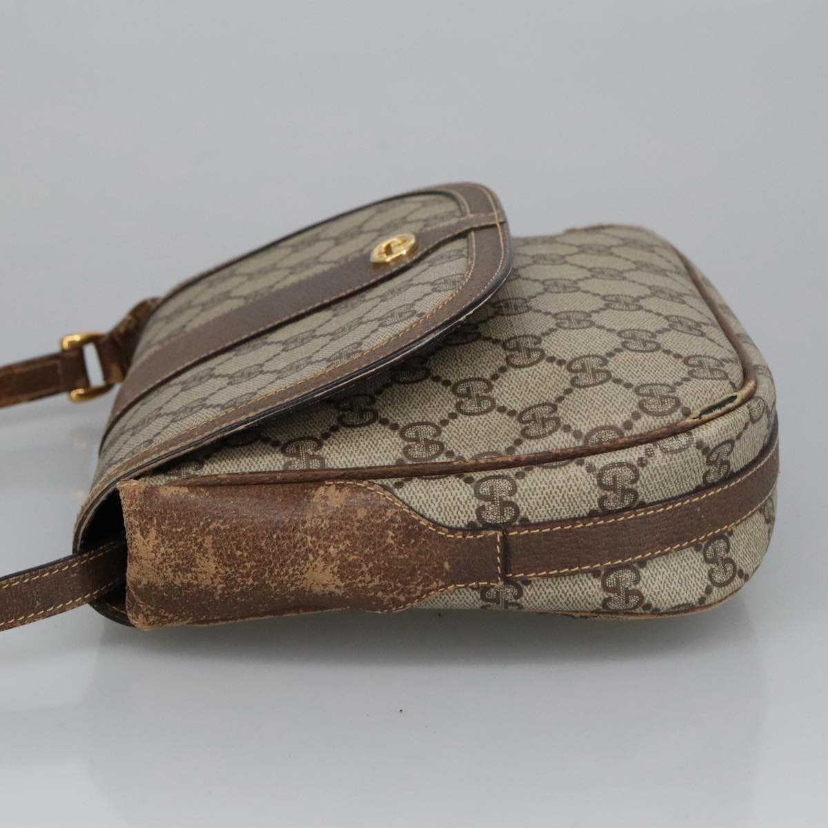 GUCCI GG Supreme Shoulder Bag PVC Beige Gold 001 115 4425 102057