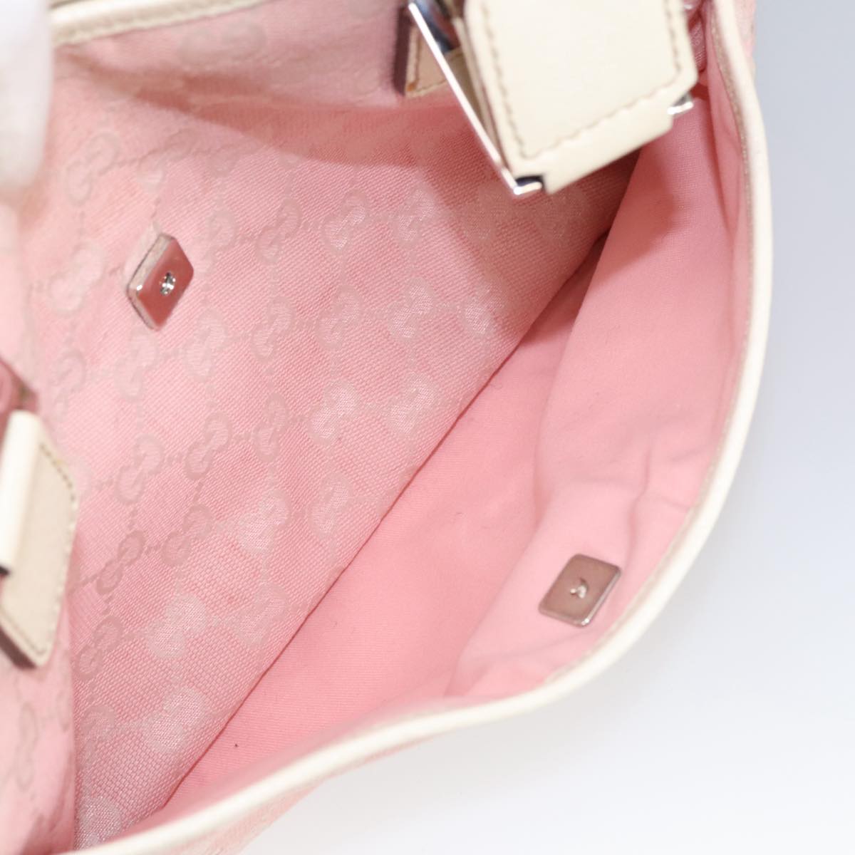 GUCCI GG Canvas Sherry Line Tote Bag Khaki Pink 145810 102064