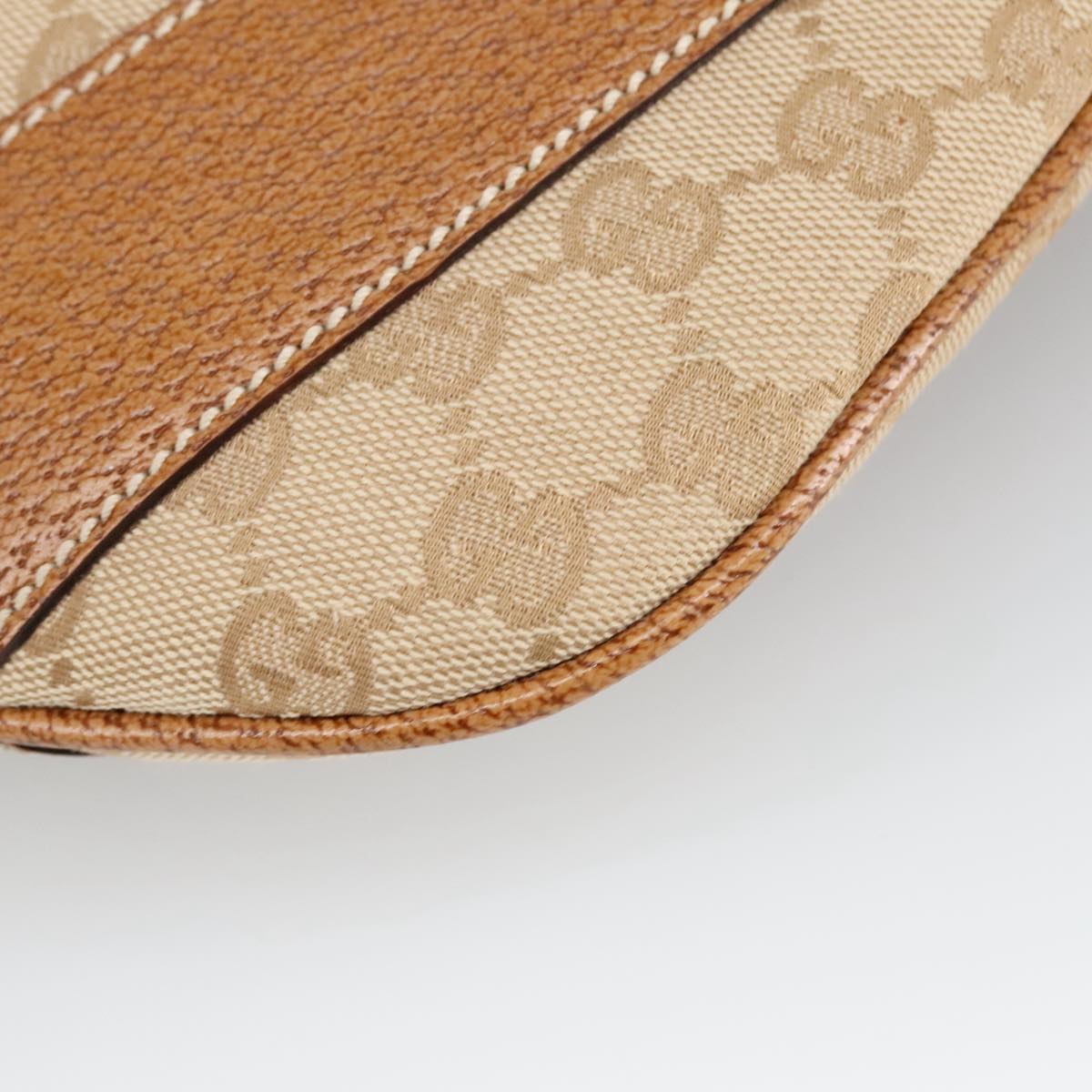 GUCCI GG Canvas Shoulder Bag Beige Silver 124357 102066