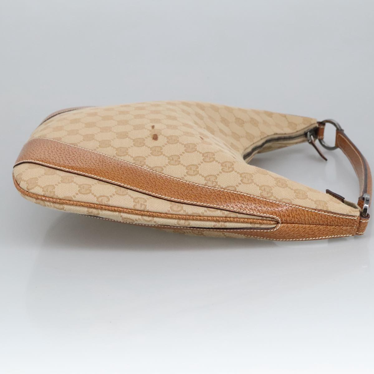 GUCCI GG Canvas Shoulder Bag Beige Silver 124357 102066