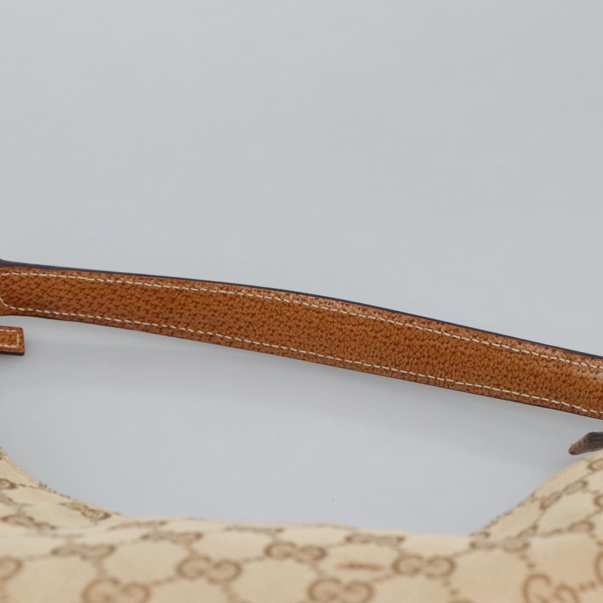 GUCCI GG Canvas Shoulder Bag Beige Silver 124357 102066