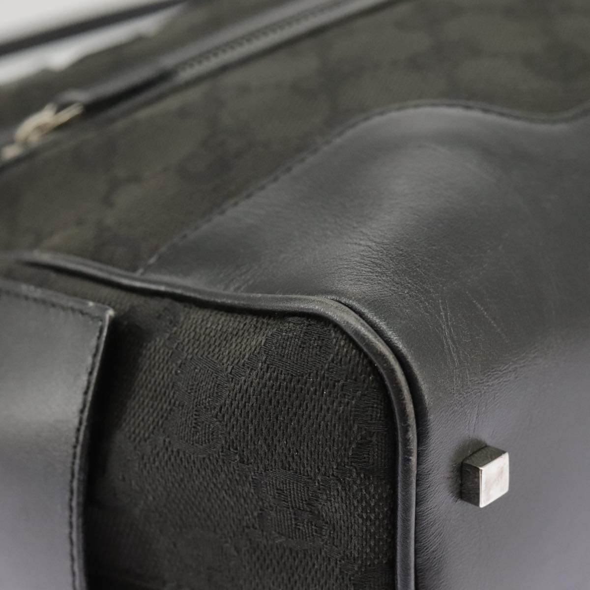 GUCCI GG Canvas Hand Bag Black Silver 002 1115 102070