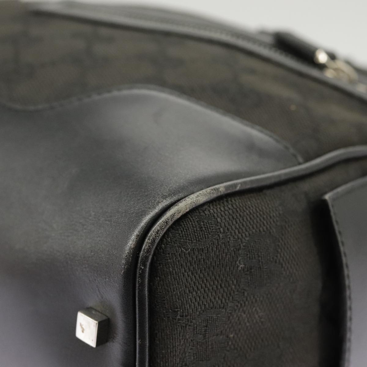 GUCCI GG Canvas Hand Bag Black Silver 002 1115 102070