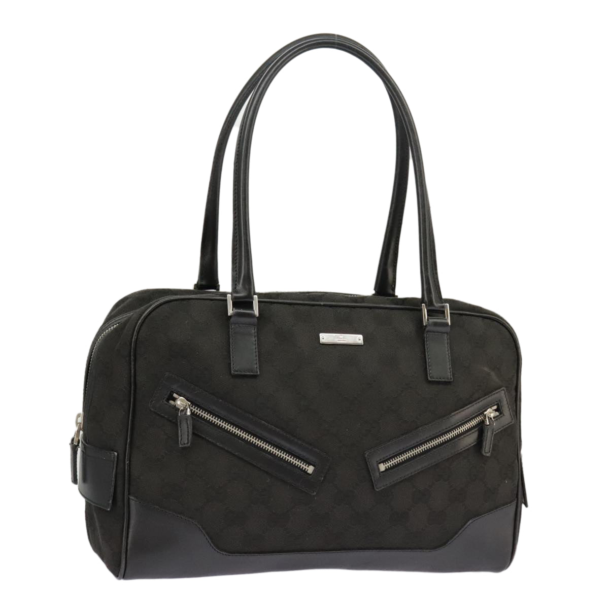 GUCCI GG Canvas Hand Bag Black Silver 002 1115 102070