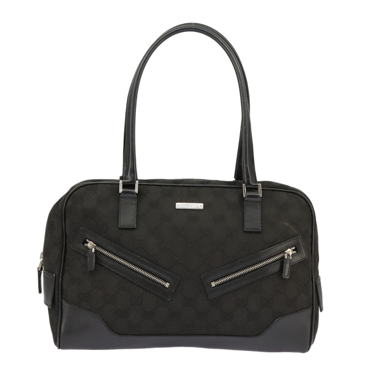 GUCCI GG Canvas Hand Bag Black Silver 002 1115 102070