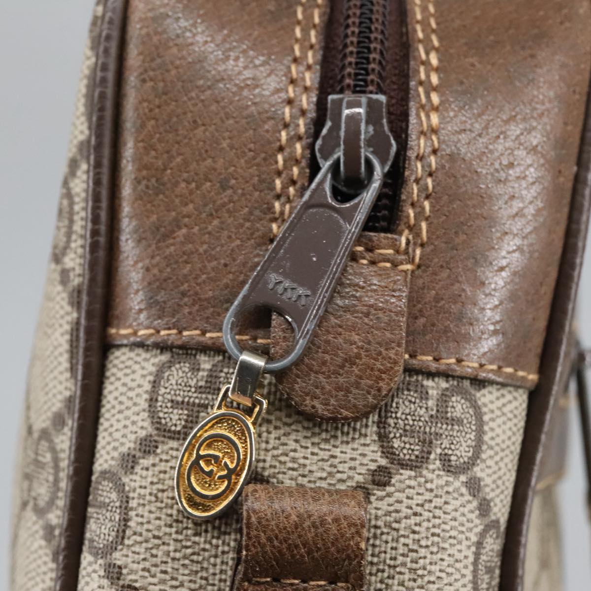 GUCCI GG Supreme Web Sherry Line Shoulder Bag PVC Beige 378 02 005 102112