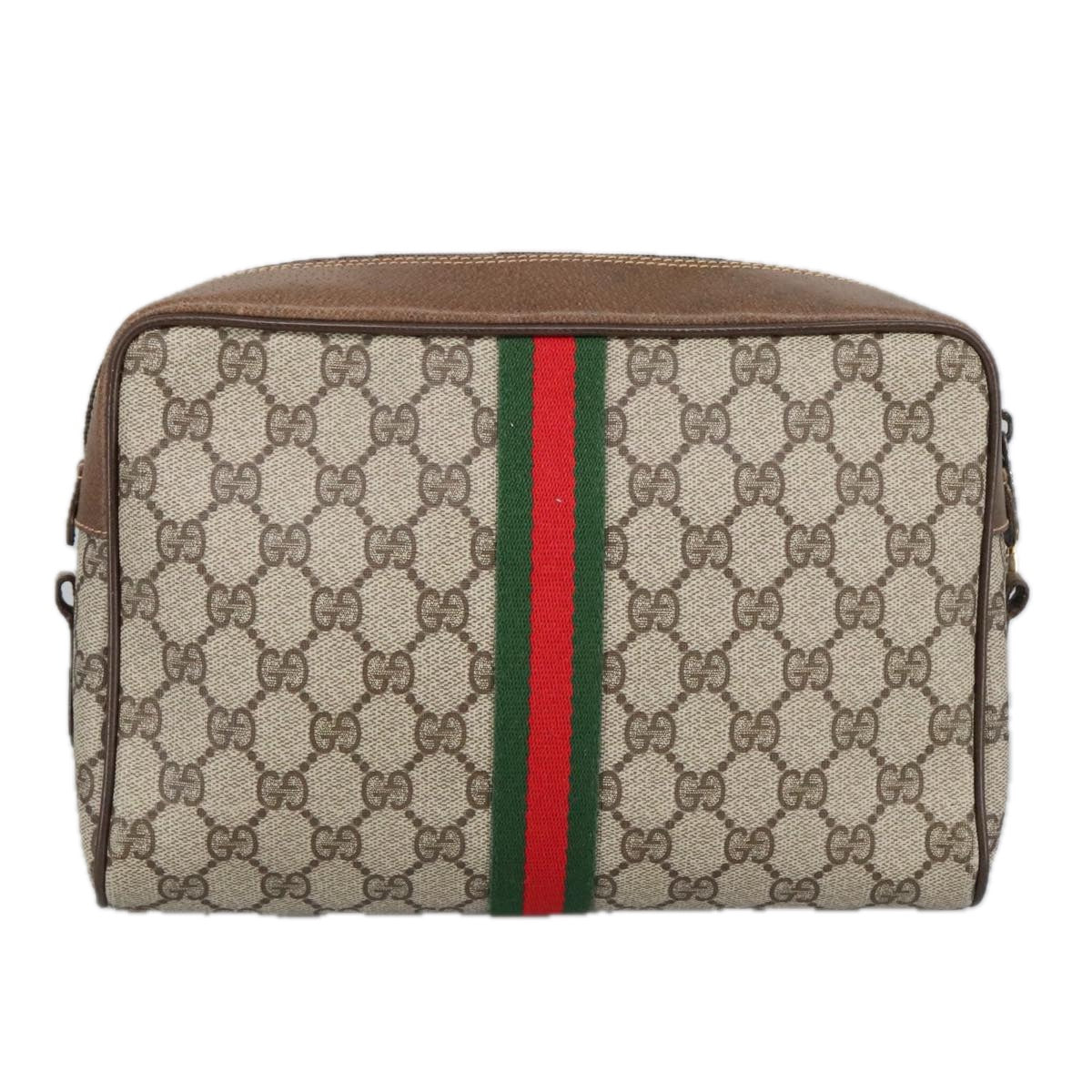 GUCCI GG Supreme Web Sherry Line Shoulder Bag PVC Beige 378 02 005 102112