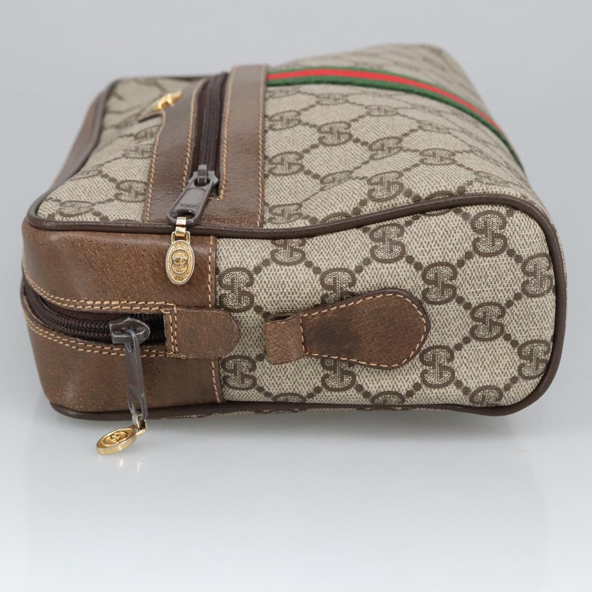 GUCCI GG Supreme Web Sherry Line Shoulder Bag PVC Beige 378 02 005 102112