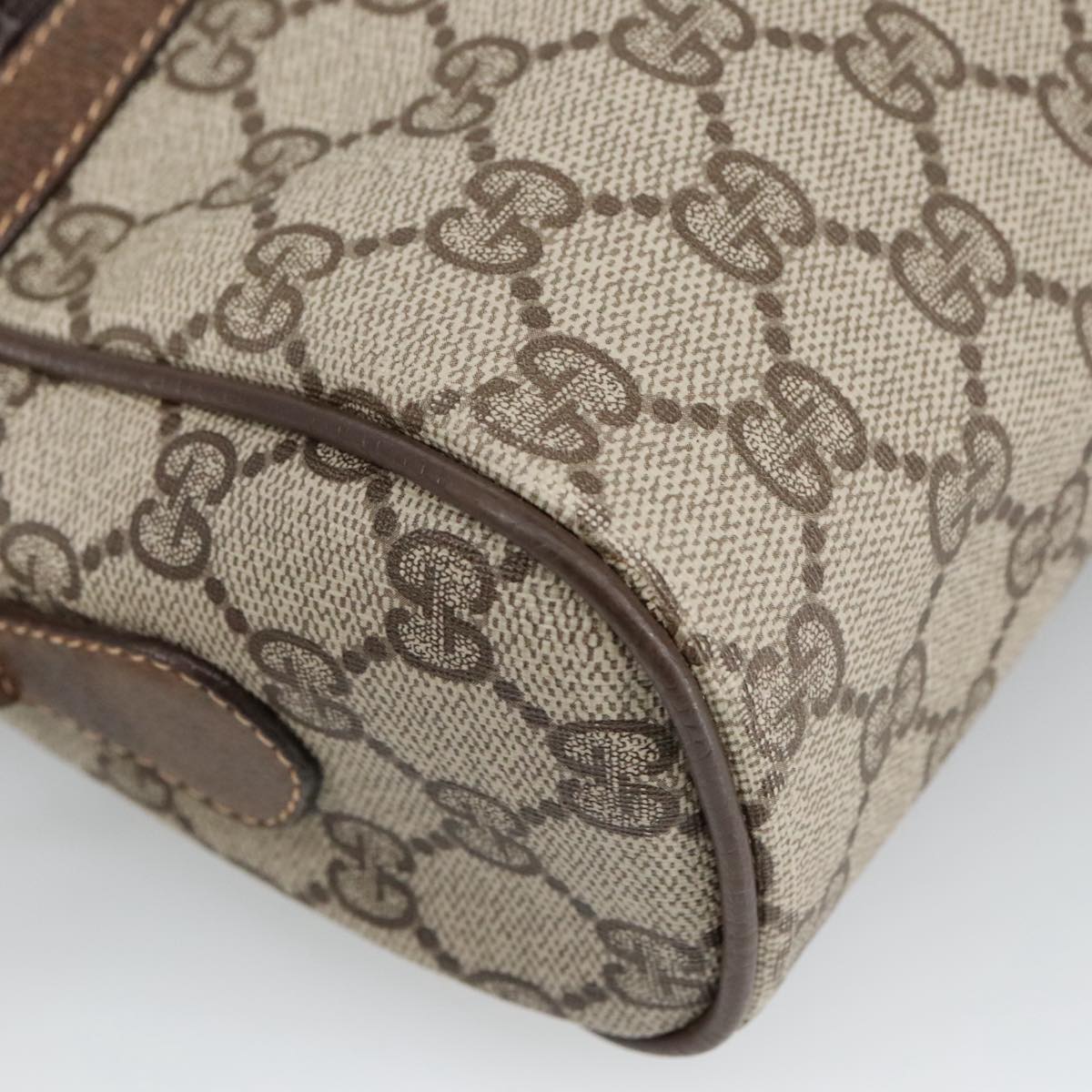 GUCCI GG Supreme Web Sherry Line Shoulder Bag PVC Beige 378 02 005 102112