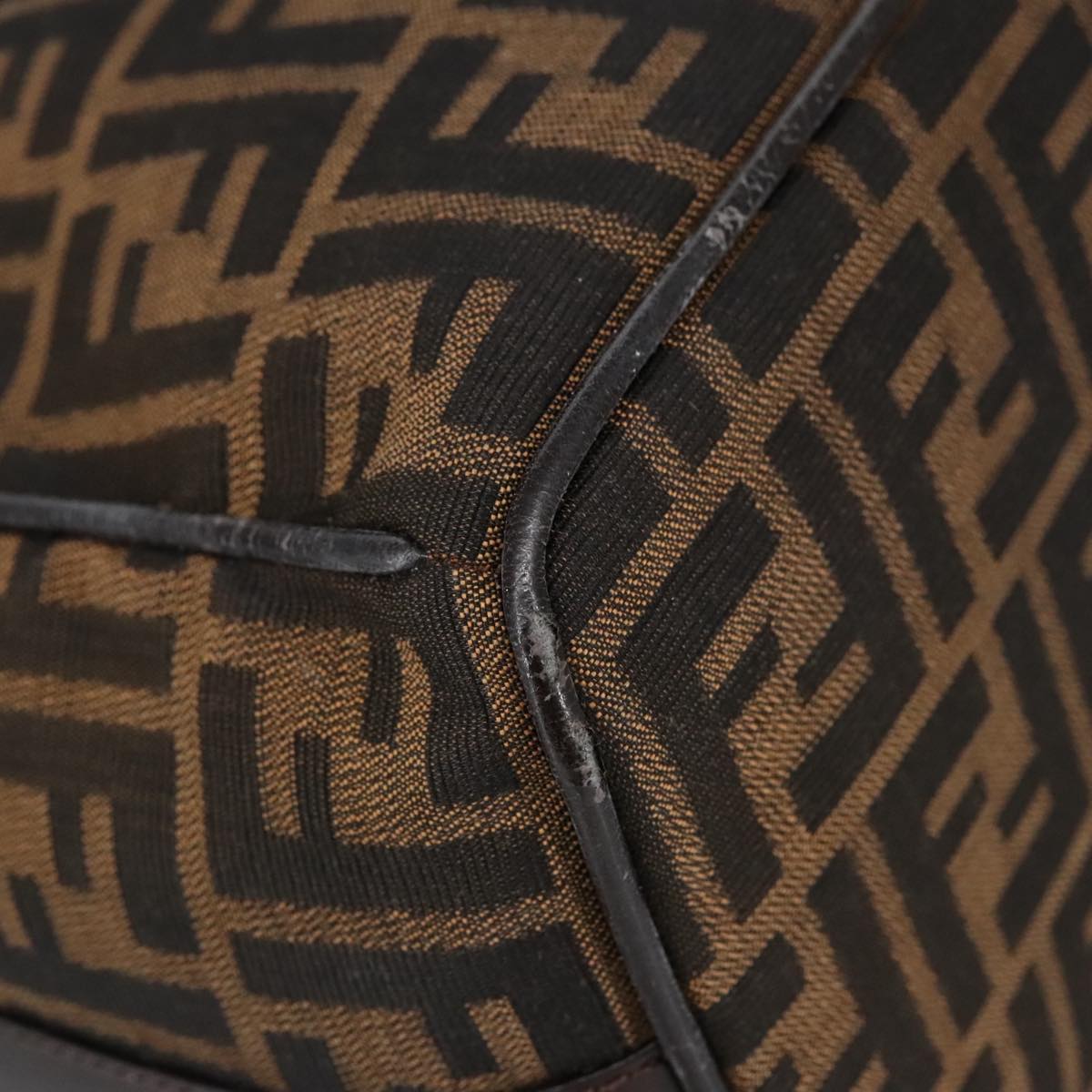 FENDI Zucca Canvas Vanity Hand Bag Brown Black 102121