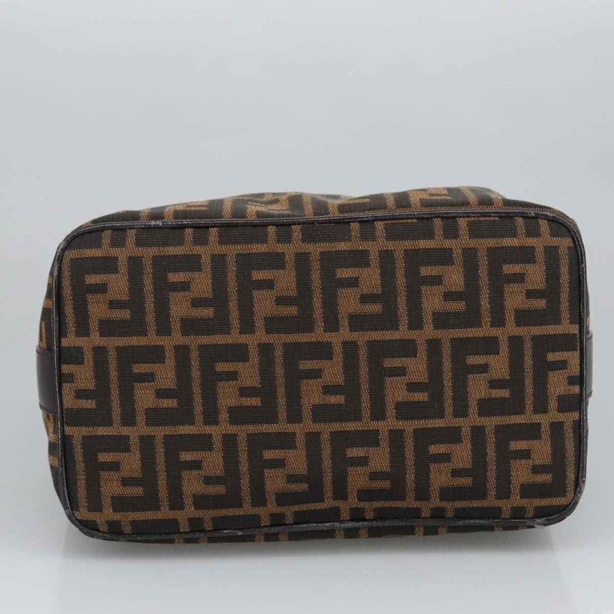 FENDI Zucca Canvas Vanity Hand Bag Brown Black 102121