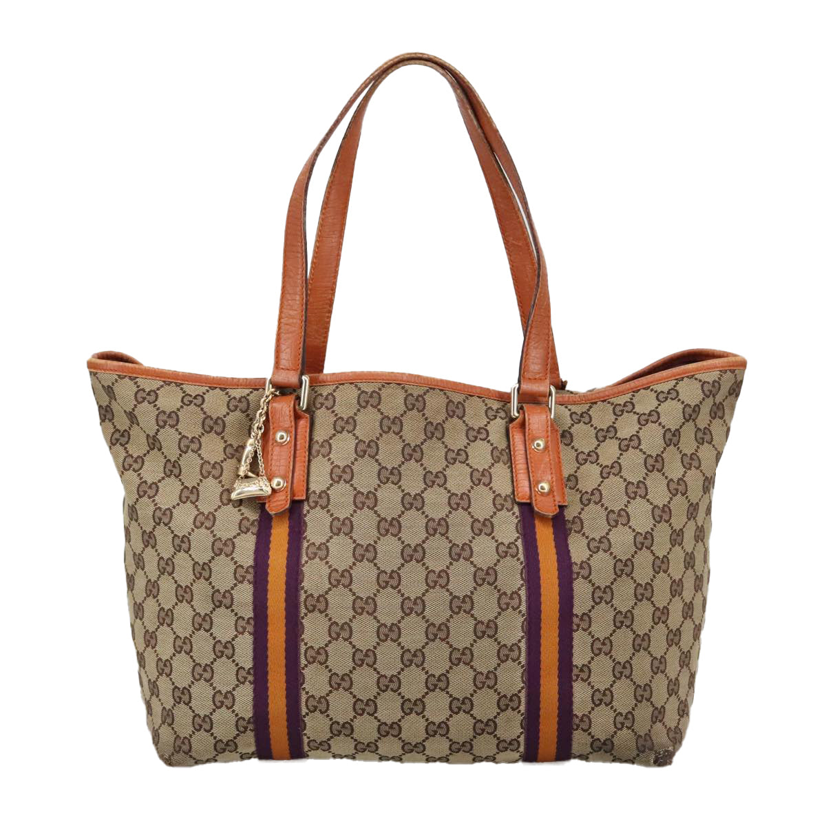 GUCCI GG Canvas Tote Bag Beige Purple 139260 102155