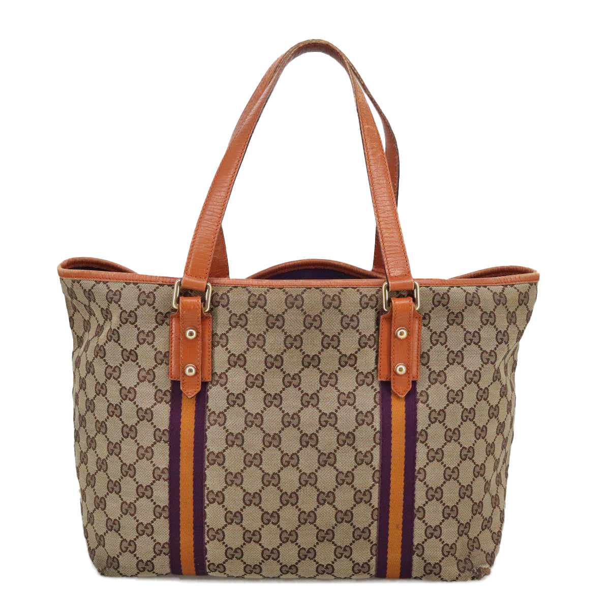 GUCCI GG Canvas Tote Bag Beige Purple 139260 102155