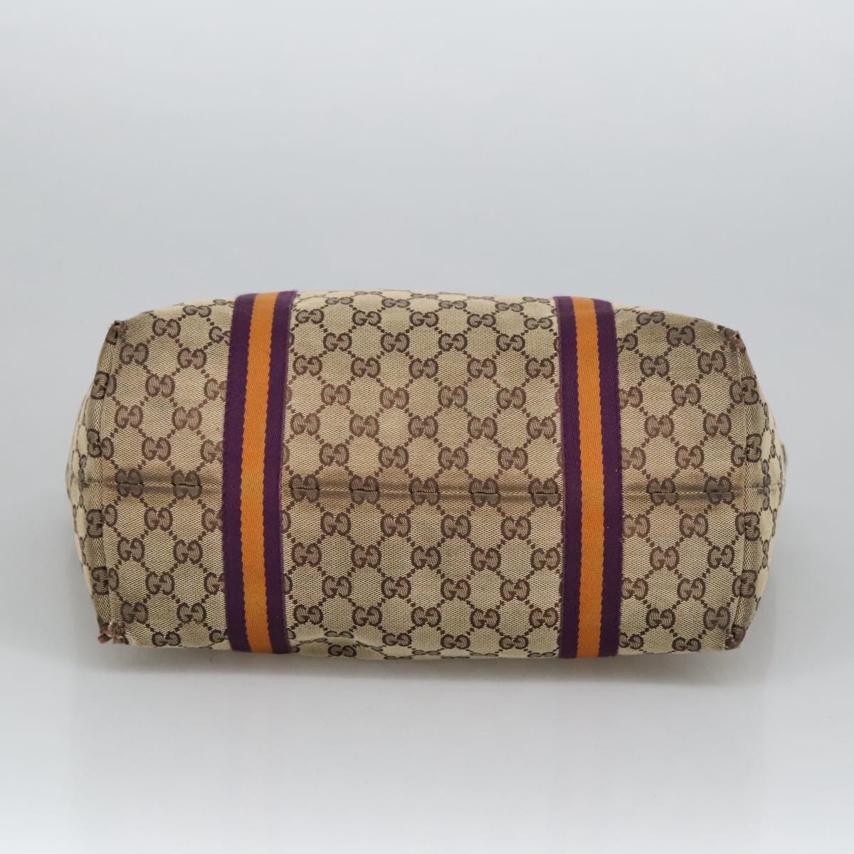 GUCCI GG Canvas Tote Bag Beige Purple 139260 102155