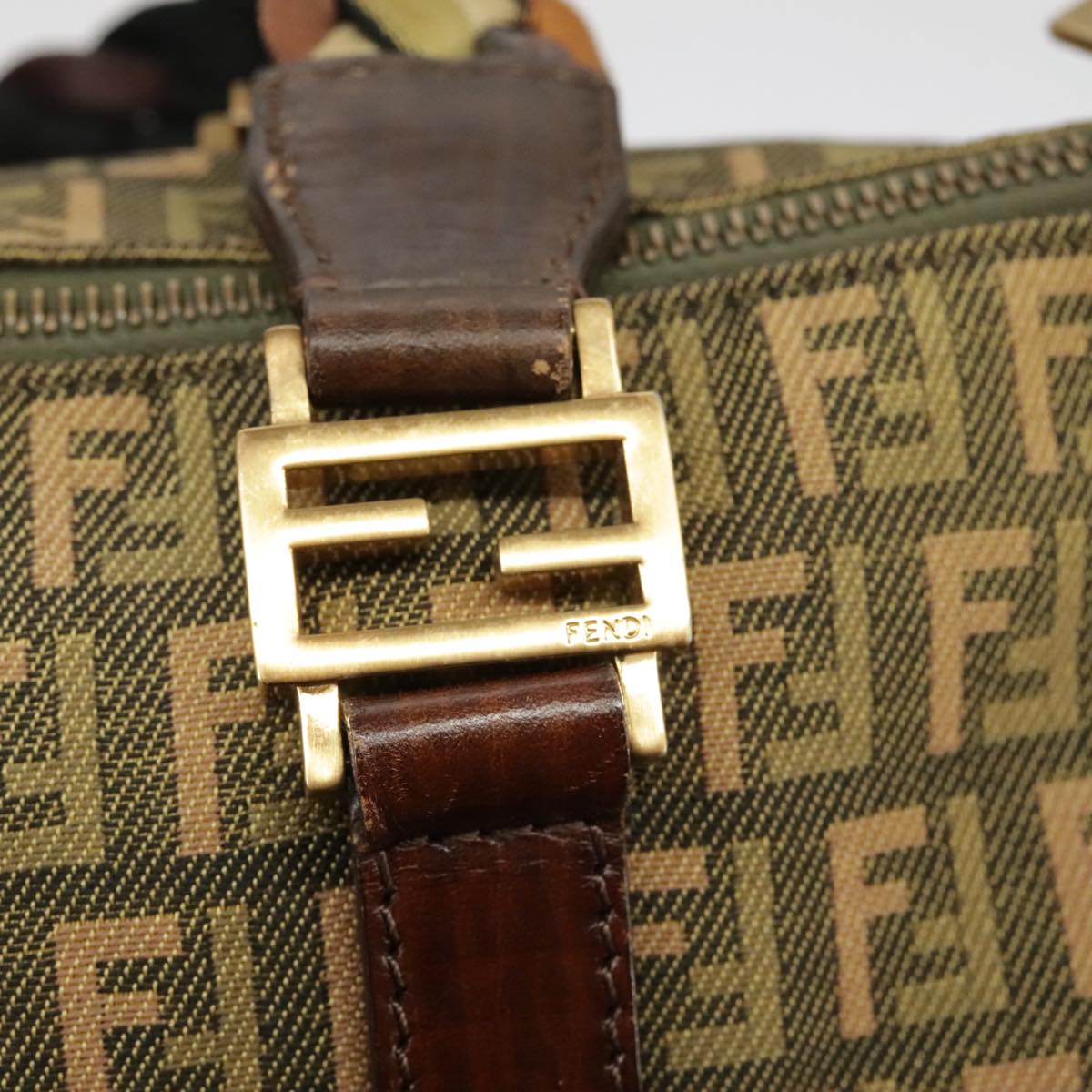 FENDI Zucchino Canvas Hand Bag Khaki 8BH138 102160