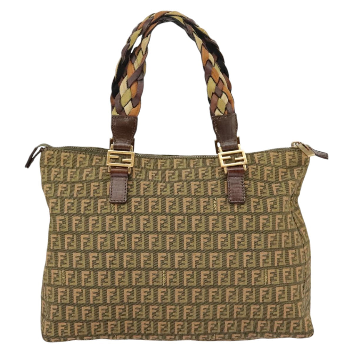 FENDI Zucchino Canvas Hand Bag Khaki 8BH138 102160