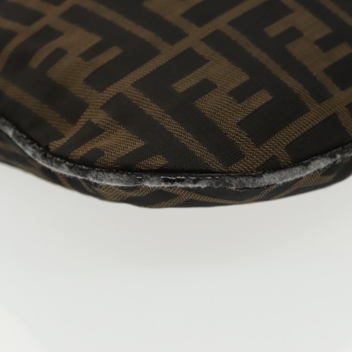 FENDI Zucca Canvas Shoulder Pouch Brown Black Silver 102163