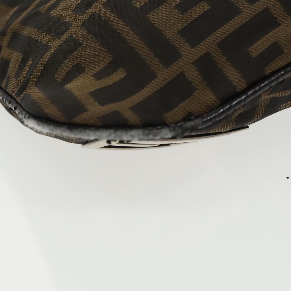 FENDI Zucca Canvas Shoulder Pouch Brown Black Silver 102163