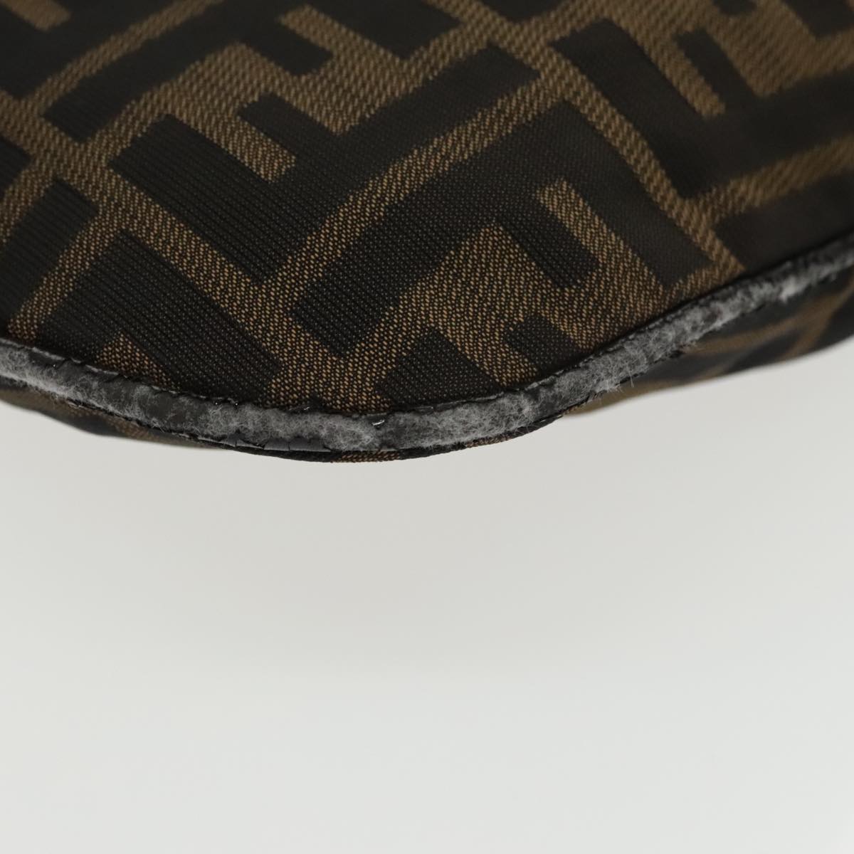 FENDI Zucca Canvas Shoulder Pouch Brown Black Silver 102163