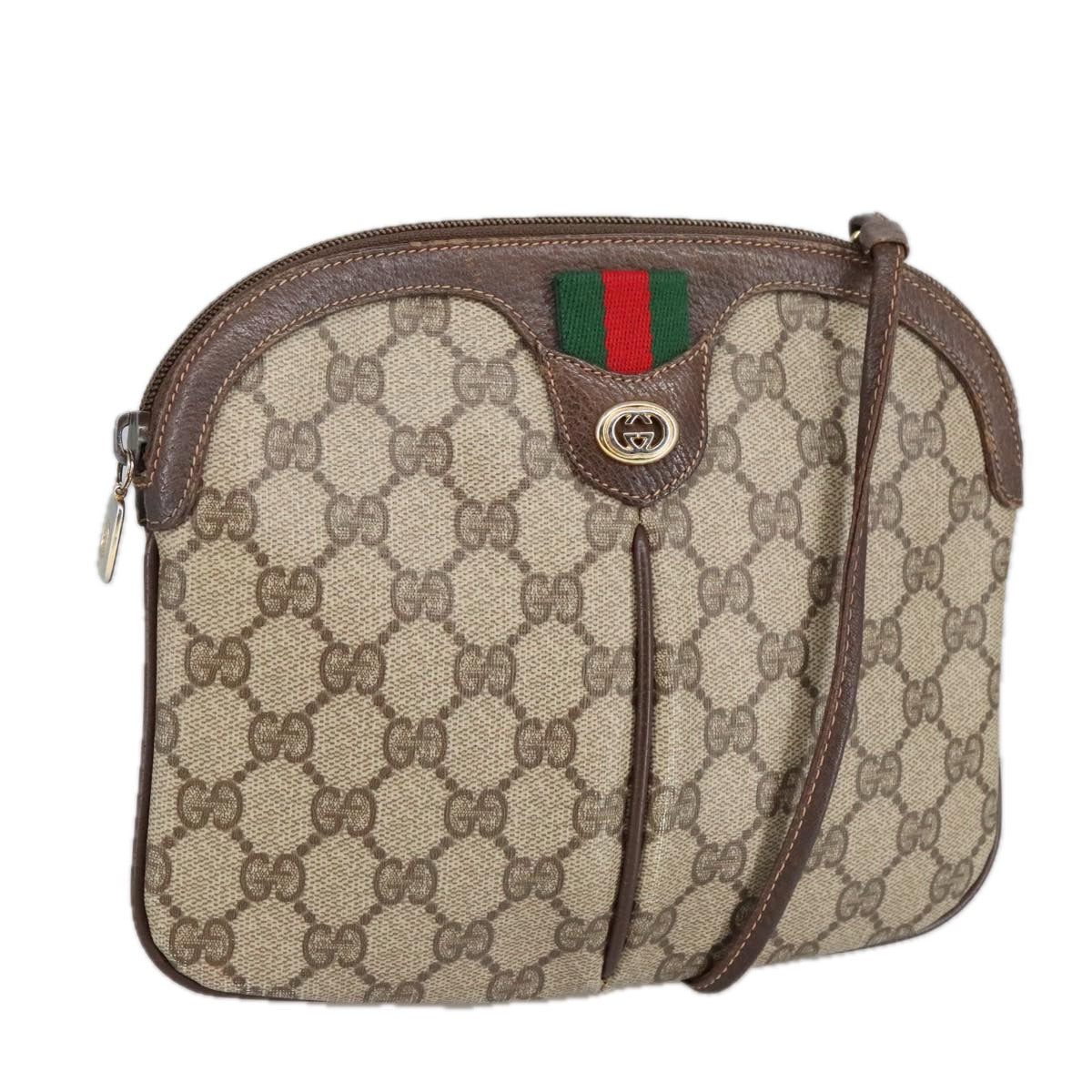 GUCCI GG Supreme Web Sherry Line Shoulder Bag PVC Beige 904 02 047 102166
