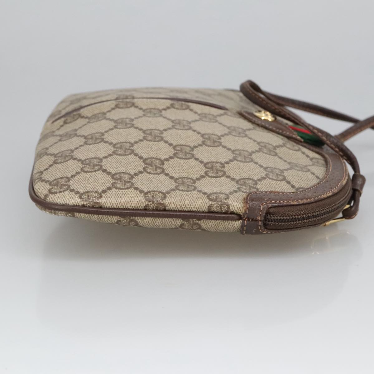 GUCCI GG Supreme Web Sherry Line Shoulder Bag PVC Beige 904 02 047 102166