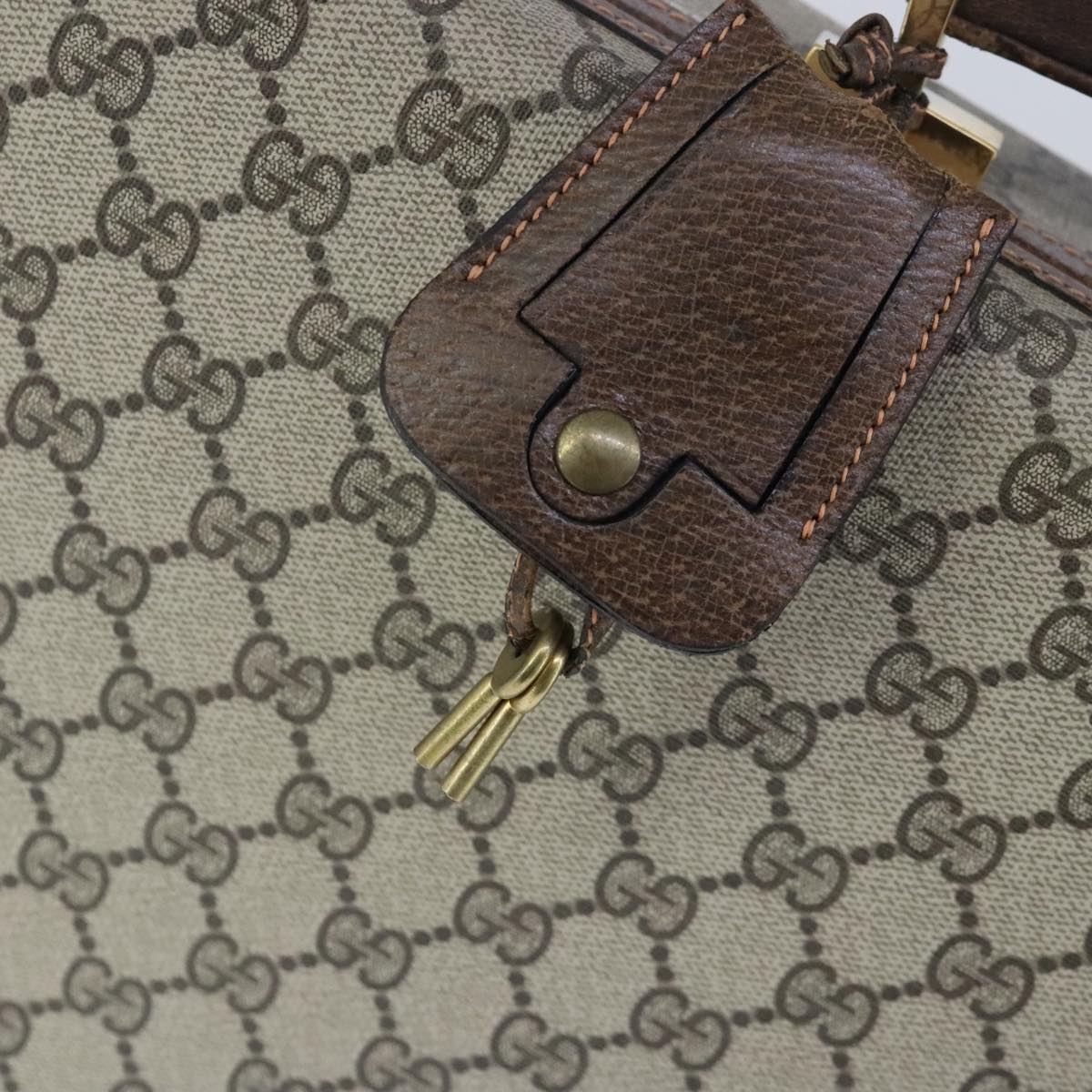 GUCCI GG Supreme Trunk PVC Leather Beige Gold 102207