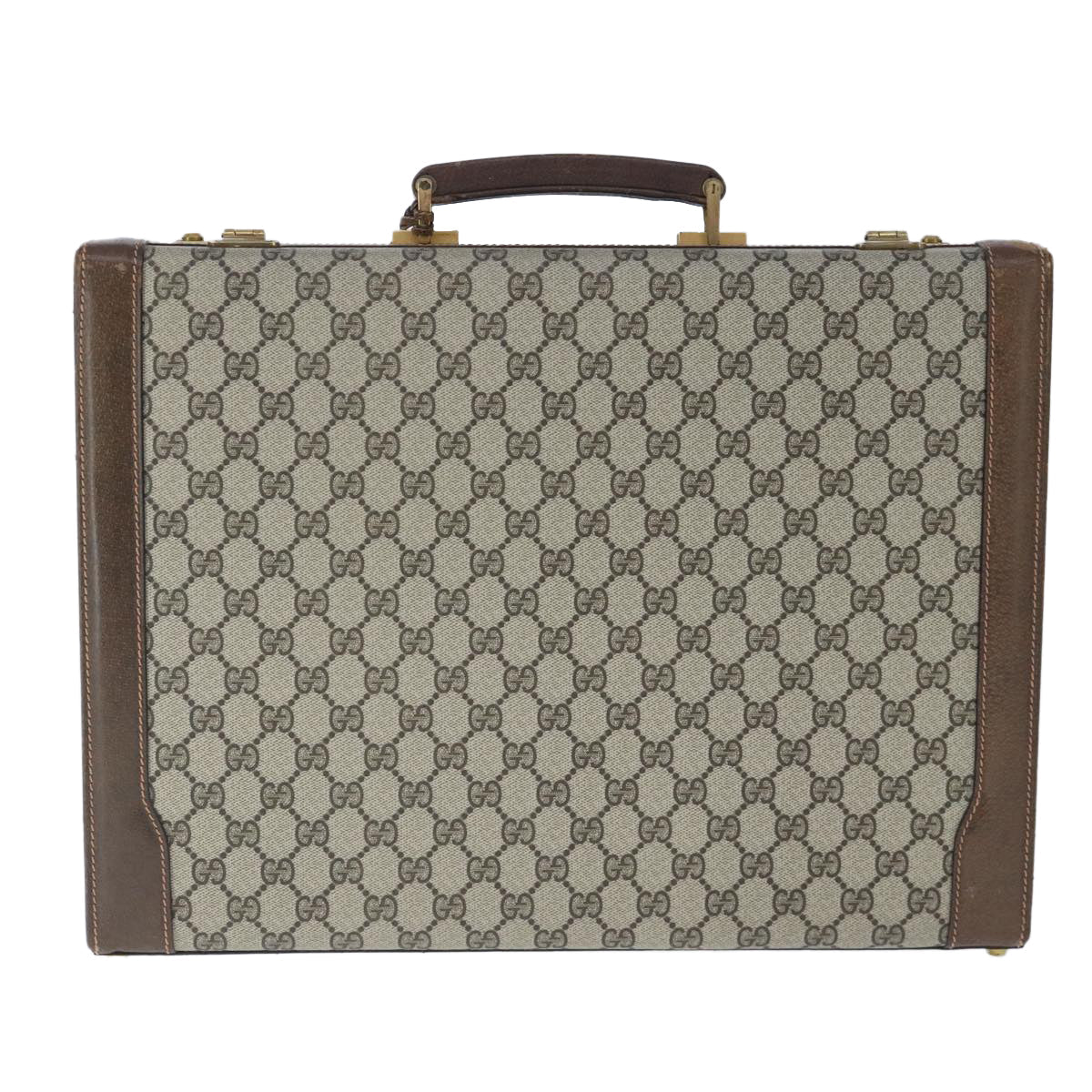 GUCCI GG Supreme Trunk PVC Leather Beige Gold 102207