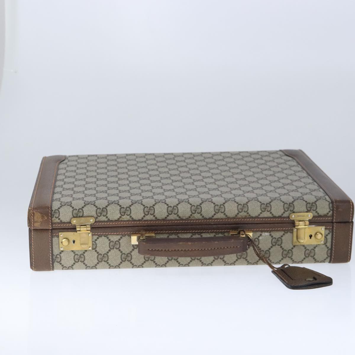 GUCCI GG Supreme Trunk PVC Leather Beige Gold 102207