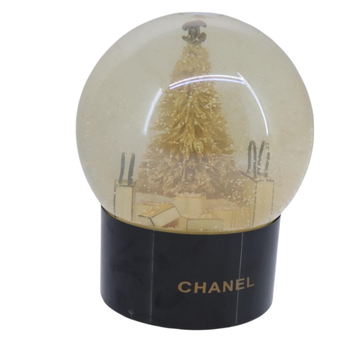 CHANEL Christmas Tree Shopper Snow Globe VIP Only Clear Yellow CC 102238