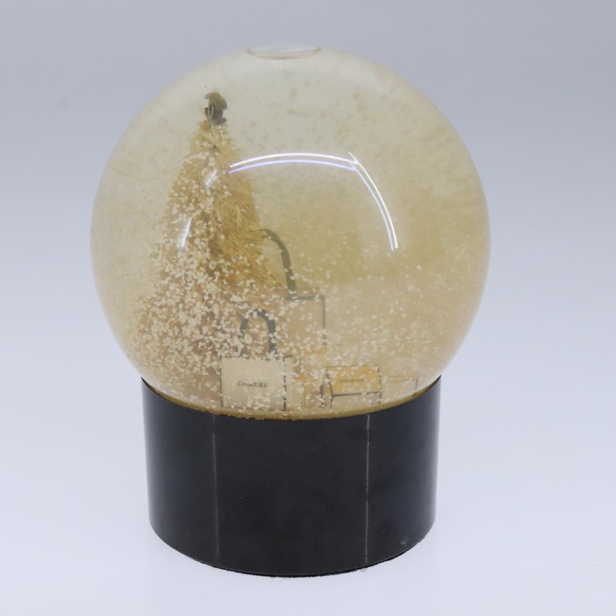CHANEL Christmas Tree Shopper Snow Globe VIP Only Clear Yellow CC 102238