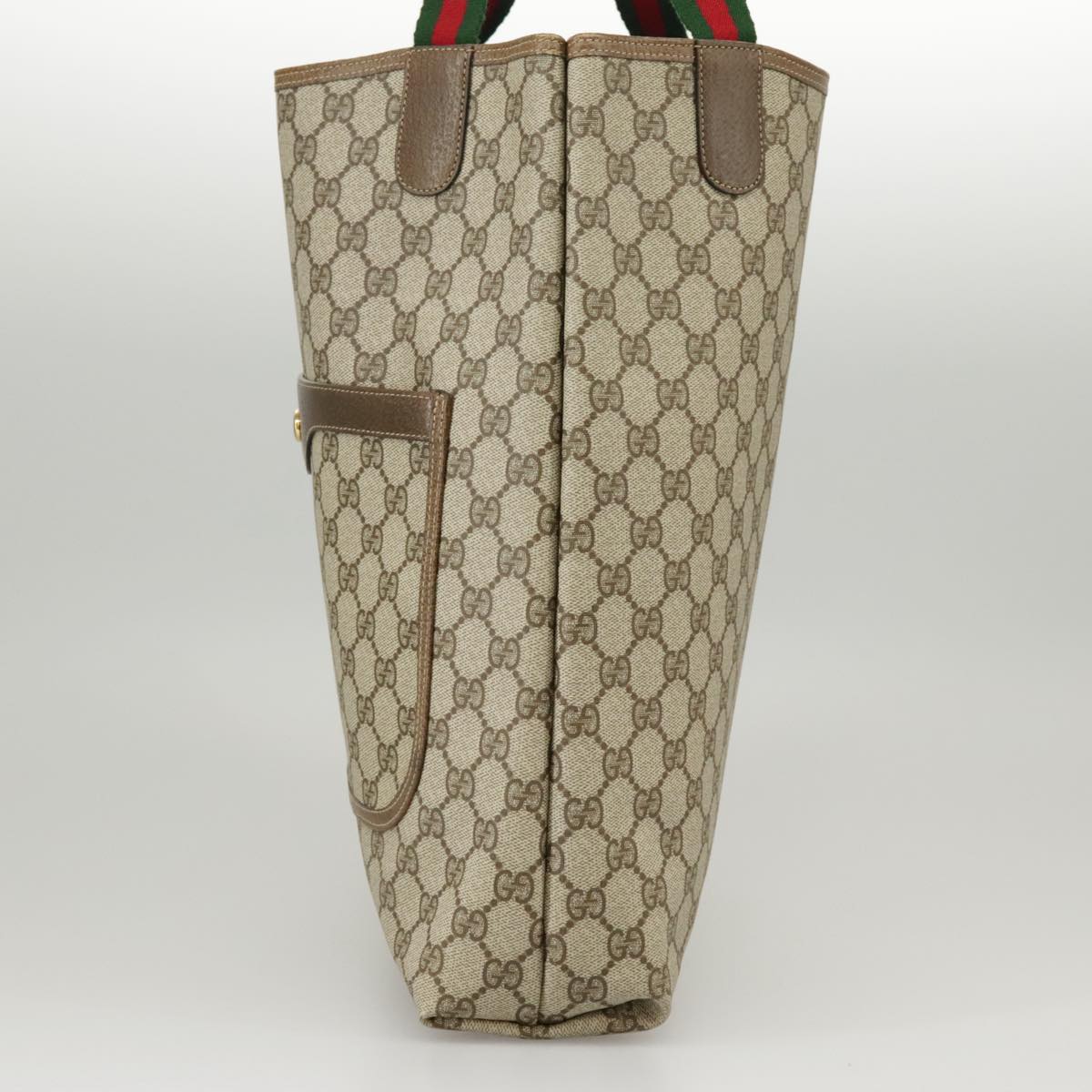 GUCCI GG Supreme Web Sherry Line Tote Bag PVC Beige Red 39 02 003 102265