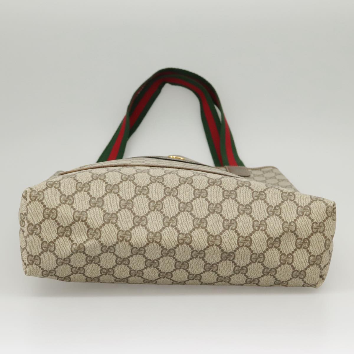 GUCCI GG Supreme Web Sherry Line Tote Bag PVC Beige Red 39 02 003 102265