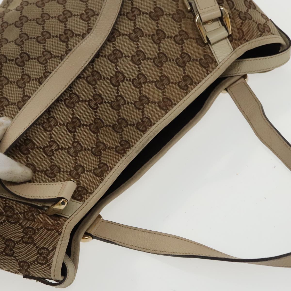 GUCCI GG Canvas Abbey Tote Bag Beige Gold 130736 102266