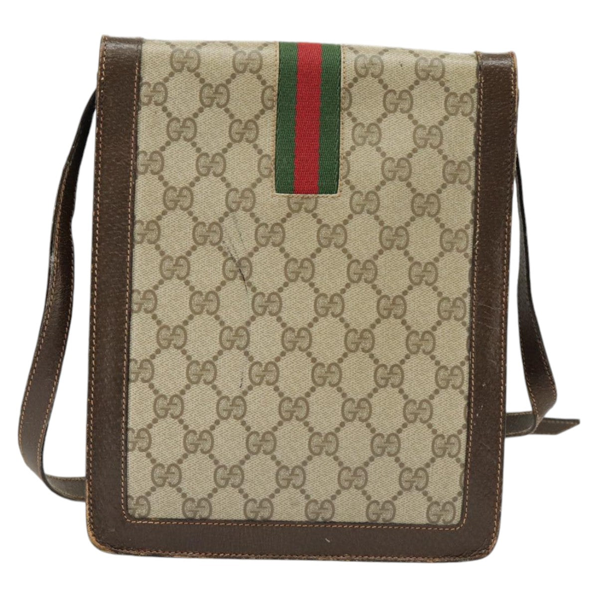 GUCCI GG Supreme Web Sherry Line Shoulder Bag PVC Beige Red Green 102274