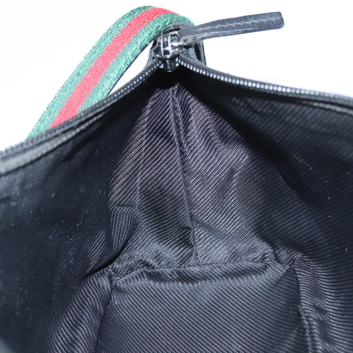 GUCCI GG Canvas Web Sherry Line Pouch Black Gold Red 141809 102283