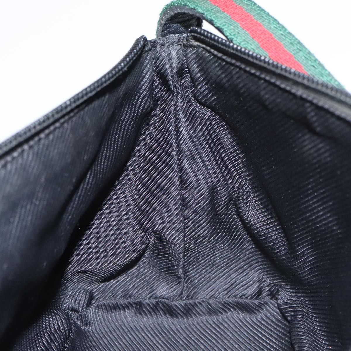 GUCCI GG Canvas Web Sherry Line Pouch Black Gold Red 141809 102283