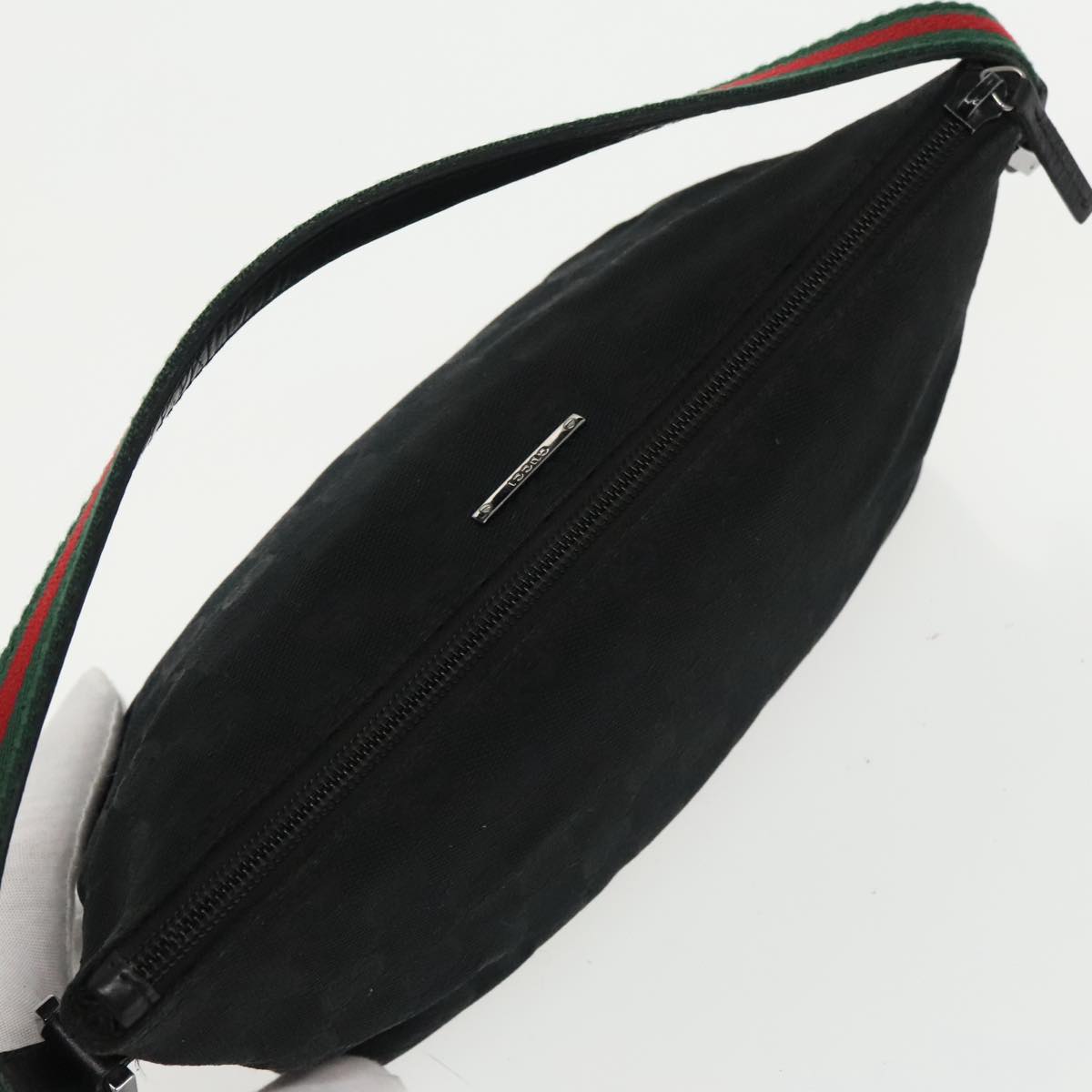 GUCCI GG Canvas Web Sherry Line Pouch Black Gold Red 141809 102283
