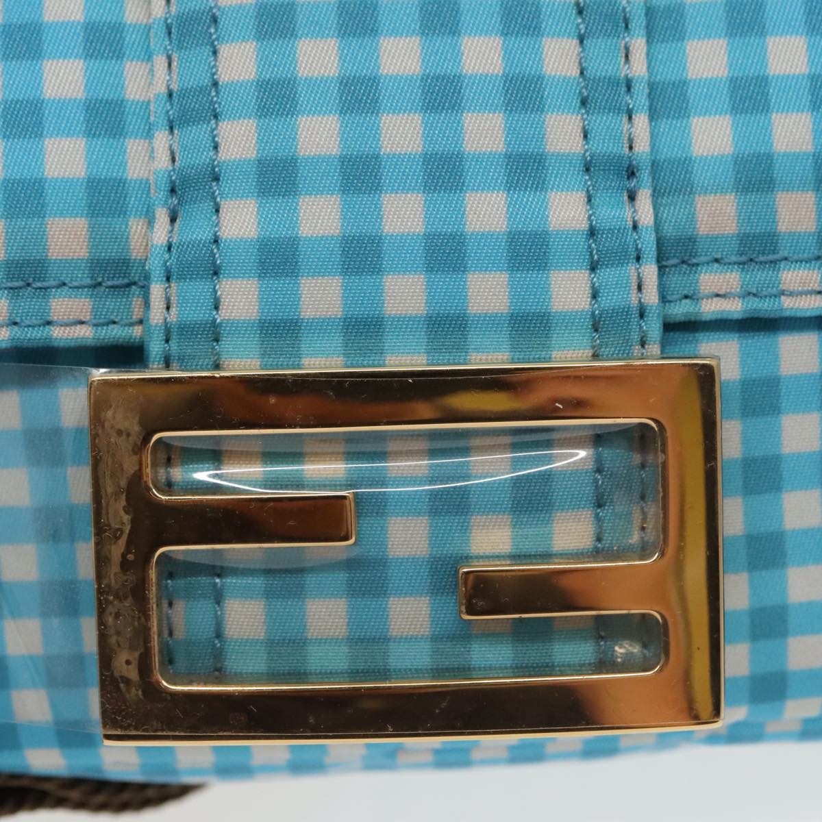 FENDI Mamma Baguette Shoulder Bag Nylon 2way Blue Gold 102291